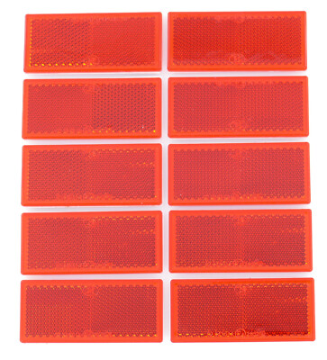 10 Stück Rückstrahler Reflektor Rot 82 x 36mm selbstklebend PKW Anhänger WoWa