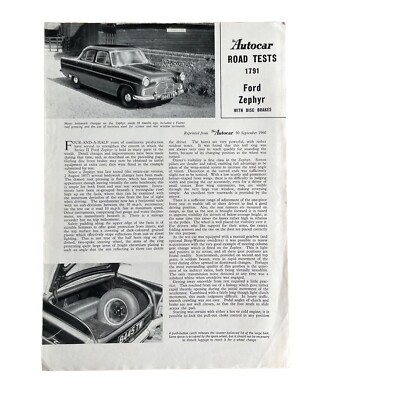 Autocar Road Test 1791 Ford Zephyr Mk11 (mit Scheibenbremsen) 30. September 1960