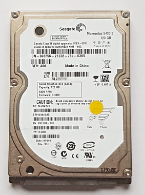 120GB SATA Seagate Momentus 5400.3 ST9120822AS 8MB HDD 2.5