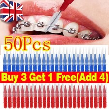 50X Interdental Brushes Sticks Pick Blue Red Dental Floss Teeth Tooth Toothpick