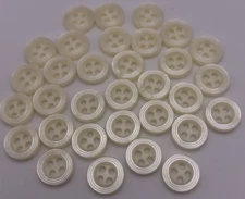 Vtg Opaque Very Light Yellow 4-Hole Buttons w/ Concentric Circles 10mm Lot of 6