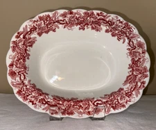 Booths Vine & Wheat 10" Pink Rimmed Oval Vegetable  Bowls England A-8083 Antique