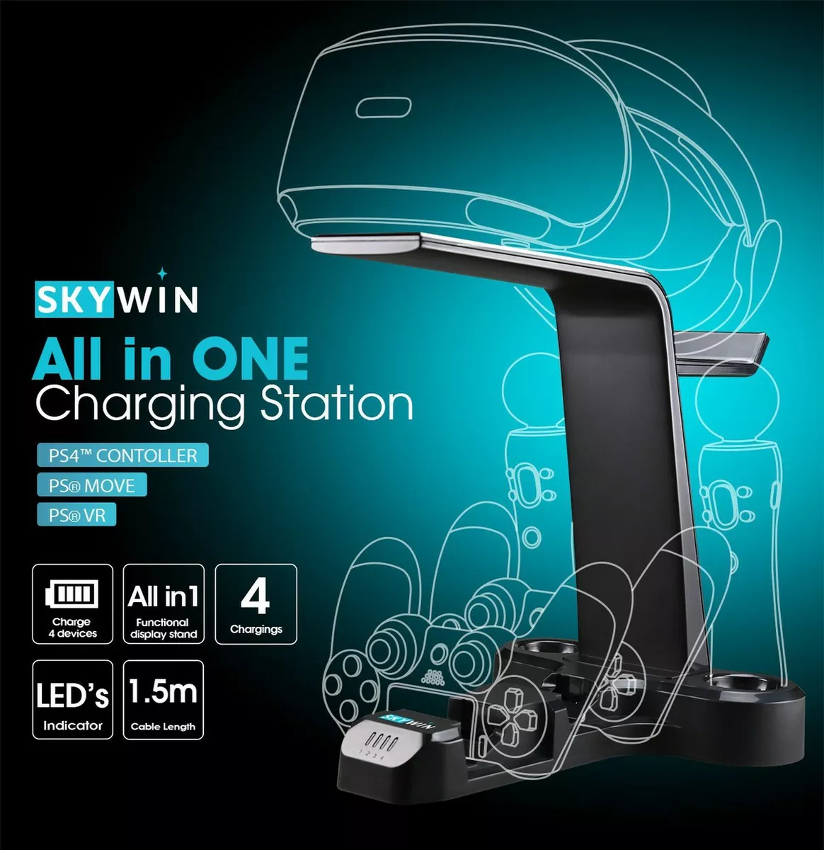 Skywin VR Charging Stand - PSVR Charging Stand Showcase, Displ... |