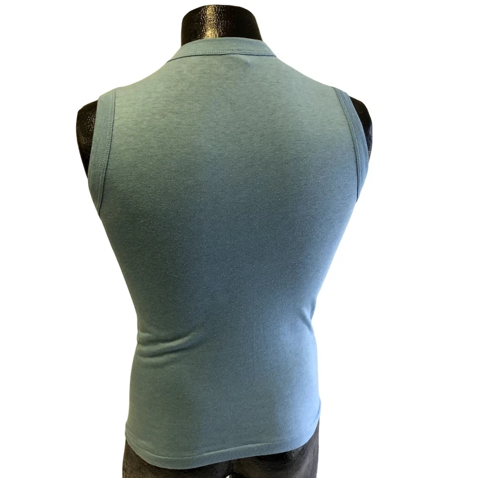 Vintage 70 80's Miller UsA Blue Sleeveless Muscle Shirt MATER DEL CAMP Tank Top - Image 3 of 4