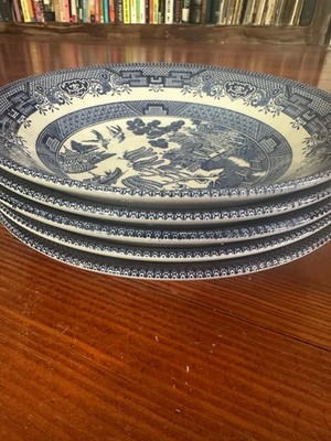 CHURCHILL Blue Willow (5) Coupe 6'' Cereal Bowl SET (S) - MADE IN ENGLAND & RARE