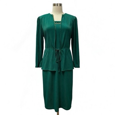 Vintage 80er Aqua Grün Kleid Retro Boho 14