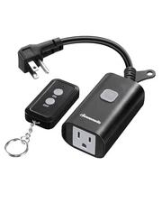  Outdoor Remote Control Outlet, 15A Wireless Remote Control 1 Remote + 1 Outlet