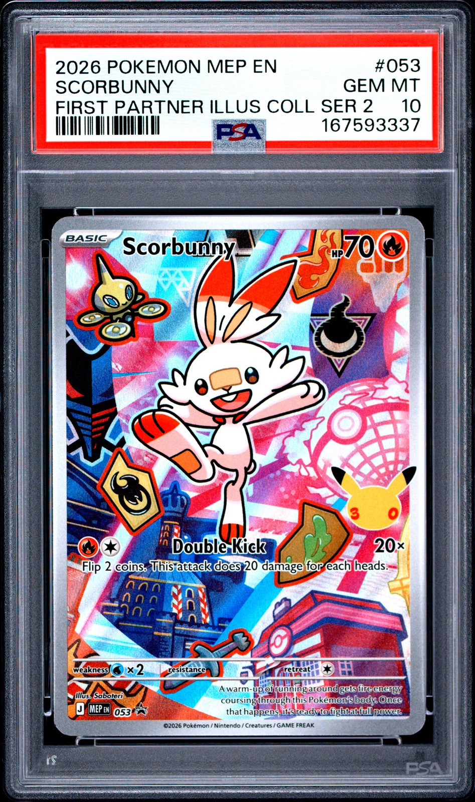 2026 POKEMON MEP EN-ME BLACK STAR PROMO #053 SCORBUNNY PSA 10
