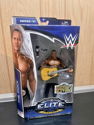 WWE MATTEL ELITE SERIES 31 THE ROCK 6'' WRESTLING FIGURE W/GUITAR DWAYNE JOHNSON