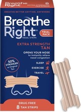 Breathe Right Extra-Strength Drug-Free Nasal Strips, Tan, Trial Pack, 8ct