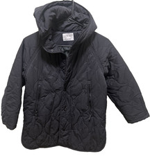 Zara Light Quilted Jacket Youth Size 8 Black Hooded - EXCELLENT