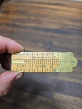 K979- Vintage Stanley No. 32 Boxwood Brass Folding Rule Ruler 12