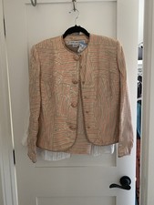 Vtg ANNE CRIMMINS For UMI COLLECTIONS 100 SILK Abstract SUIT SKIRT Jacket 10