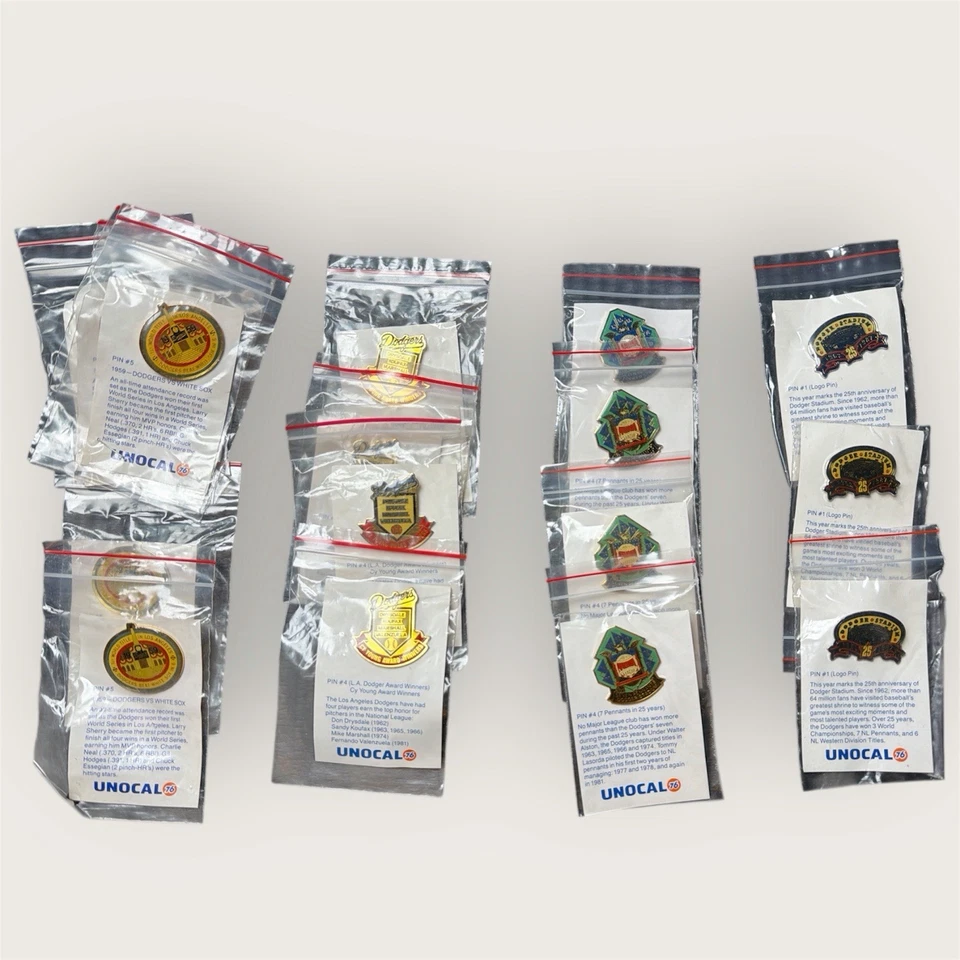 LOTE DE 83 Nuevos Prendedores de Solapa Unocal 76 De Colección Años 80 De Los Angeles Dodgers 25 Aniversario Foto 3 de 4