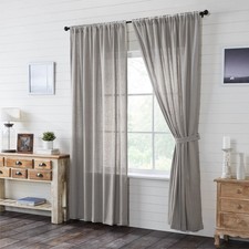 Farmhouse 96"x50" Panel Pair Grey Rod Pocket Burlap Window Curtains VHC Brands