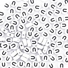 300Pcs Vowel Letter Pony Beads for Charms Bracelets Making 4X7mm Individual Roun