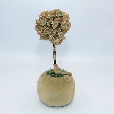 Folk Art Velvet Pin Cushion with bird and Flower Tree