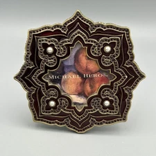 Michael Hero Mini Picture Frame Red Gold Enamel Jewels Faux Pearls RARE