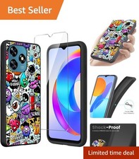 Stylish Black Silicone TPU Cover & Tempered Glass for Oukitel C51 - 6.8