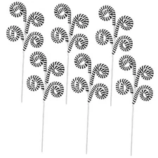 Gejoy 6 Pcs Christmas Tree Picks Decoration Sandworm Black and White Stripes