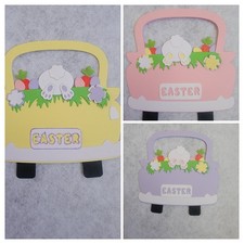 1 Happy Easter Car Cardstock die cuts scrapbook cards See Pics