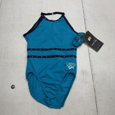 GK X Simone Biles Gymnastics Leotard Womens M Turquoise Blue Rhinestone
