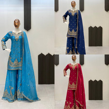 New Presenting Bollywood Heavy Chinnon Silk Top Palazzo With Dupatta For Party