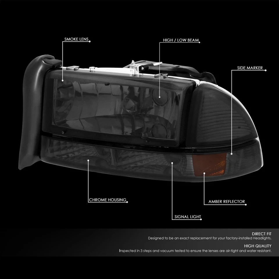 Para 97-04 Dodge Dakota Durango carcaça fumê âmbar farol de canto lâmpada de para-choque - Imagem 2 de 4