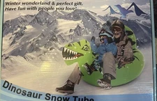 GREEN DINOSAUR WATER/SNOW TUBE W/HANDLE & ROPE & CASE 5LB ea. Adults & Children
