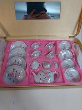 Tea Set Miniature, Porcelain, 15 PCs Set, Pink Flowers