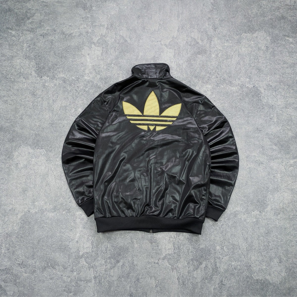 【さくらこ】COLDPLAY コールドプレイ　古着 ブラック　DELTA製 Vintage Adidas Firebird Chile 62 Big Logo Trefoil Zip Up Track
