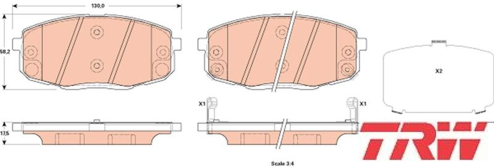 TRW GDB3523 Bremsbelagsatz für Scheibenbremse Bremsbelagsatz Bremsbeläge