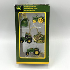 Enesco John Deere Miniature Holiday Ornaments Hat Tractors 5 Pc