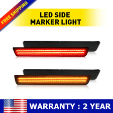 For Dodge Challenger 2015+ Smoked LED Front + Rear Bumper Side Marker Light GUS