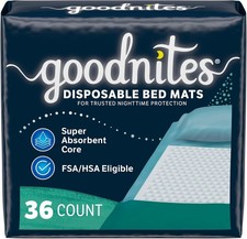GoodNites Disposable Bed Pads Bed Mats For Bedwetting 36 Count
