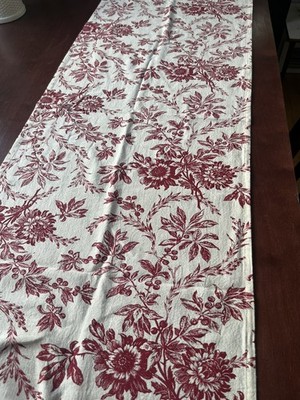 April Cornell Table Runner 88 Inches Burgundy And Cream Flowers