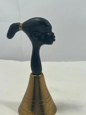 Vintage African influenced Modernist brass dinner bell-mid 20th century
