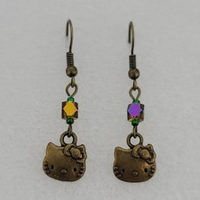 Vtg Hello Kitty Dangle Pierced Earrings Signed Sanrio