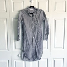 Everlane Blue White Striped Long Sleeve The Cotton Shirtdress Women's Size 00
