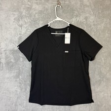 NWT Figs Catarina Size L One Pocket Scrub Top Women Black Medical Technical
