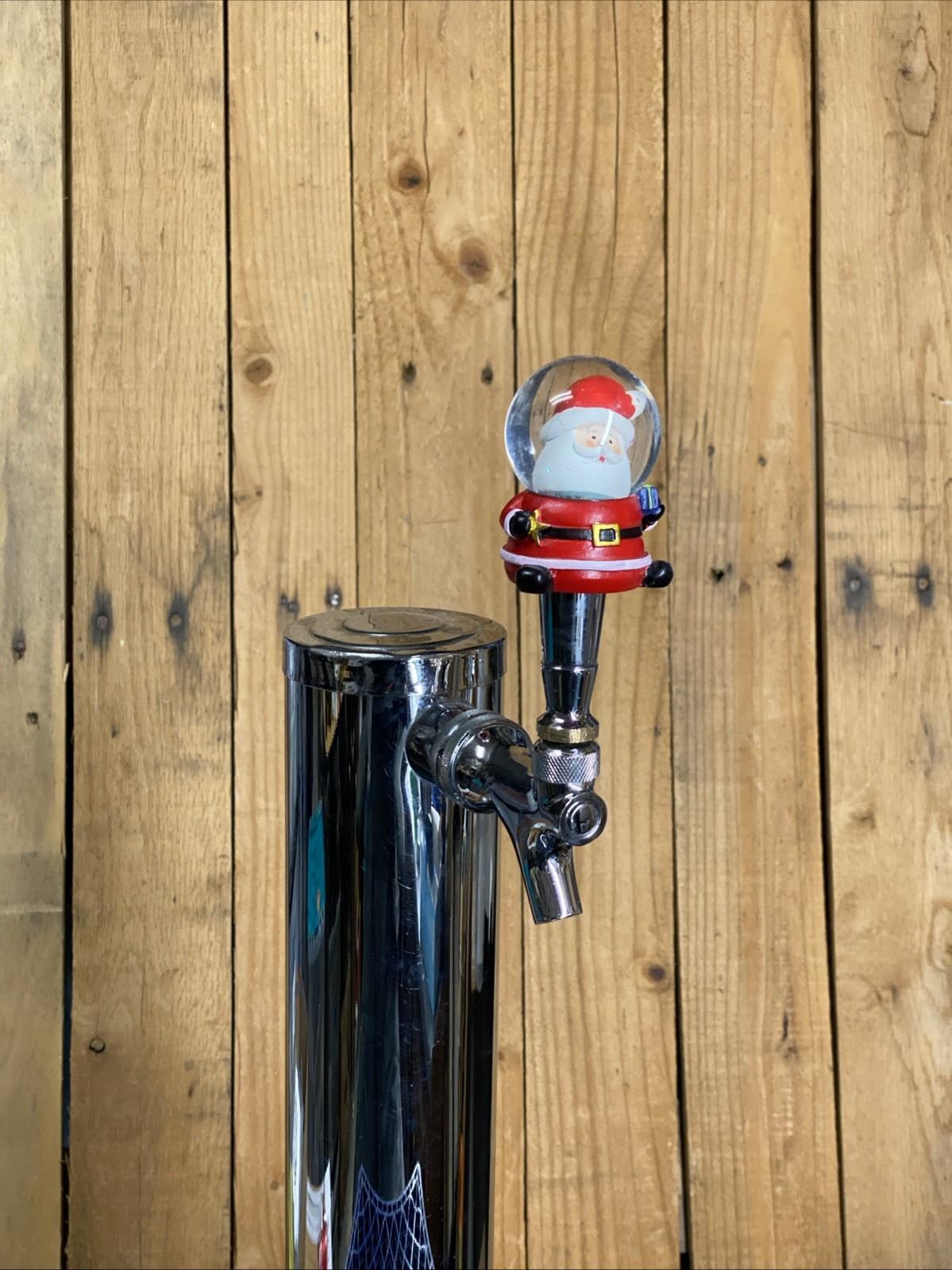 Christmas Beer Tap Handle Mini 3.5 Inch tall Santa Claus Snow Globe Xmas Knob