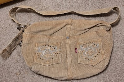 Vintage Y2K Levi s Yak Pak Corduroy Cross Body Messenger Bag Tan Boho