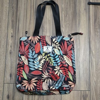 ESVAN Tote Bag Tropical Leaf Print Multicolor Zippered Shoulder Bag