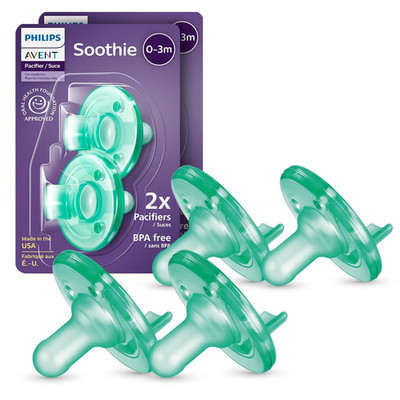 Soothie Baby Pacifiers - 100% Silicone Pacifiers for Babies 0-3 Months, One-Piec