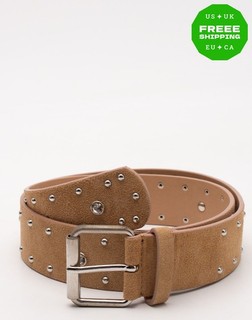 Cintura MAJE in pelle scamosciata taglia 3 L marrone strass fibbia a spillo