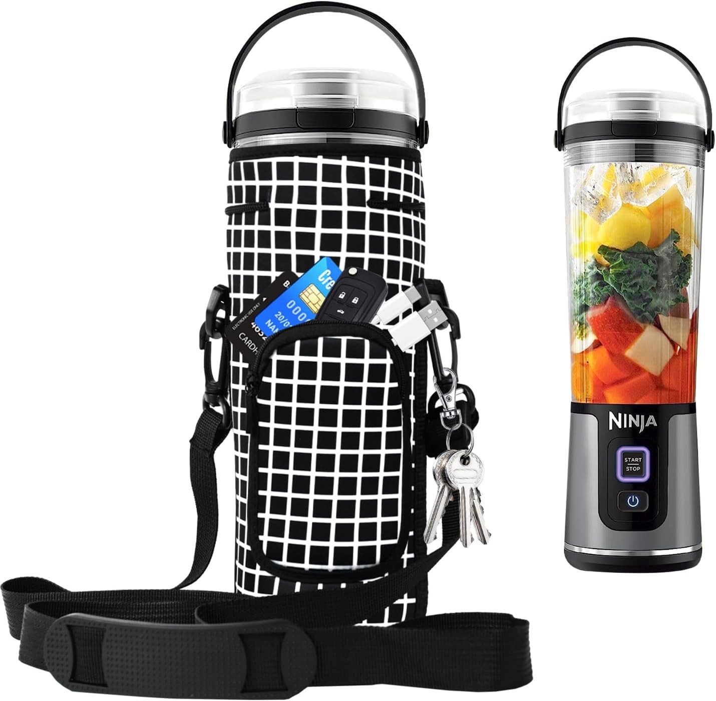 Storage Sleeve for Portable Blender with Shoulder Strap Pock