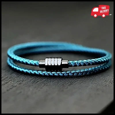 Herren Edelstahl Seil Armband Magnetverschluss Doppellagig Verstellbar Mode - Bild 1 von 4