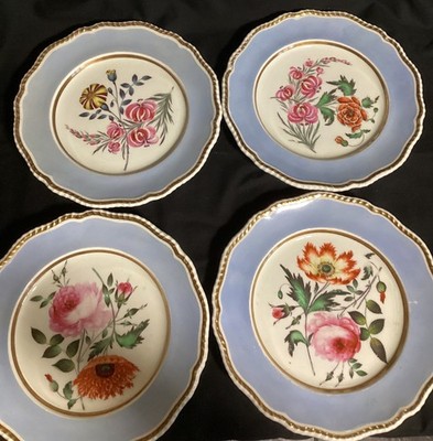 Antike handbemalte florale 10'' Teller aus dem 19. Jahrhundert 