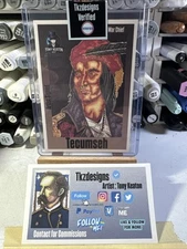 Tecumseh Shawnee War Chief Sketch Card Print #/4 Signed By Artist Tony Keaton