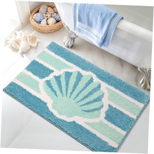 Blue Beach Bathroom Rugs Non Slip Washable Cute Coastal Bath Mats Rugs for